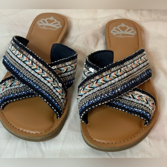 Fergalicious 'Starlit' Navy Beaded Fabric
Casual Slide Sandals Size 7M - Picture 2 of 6